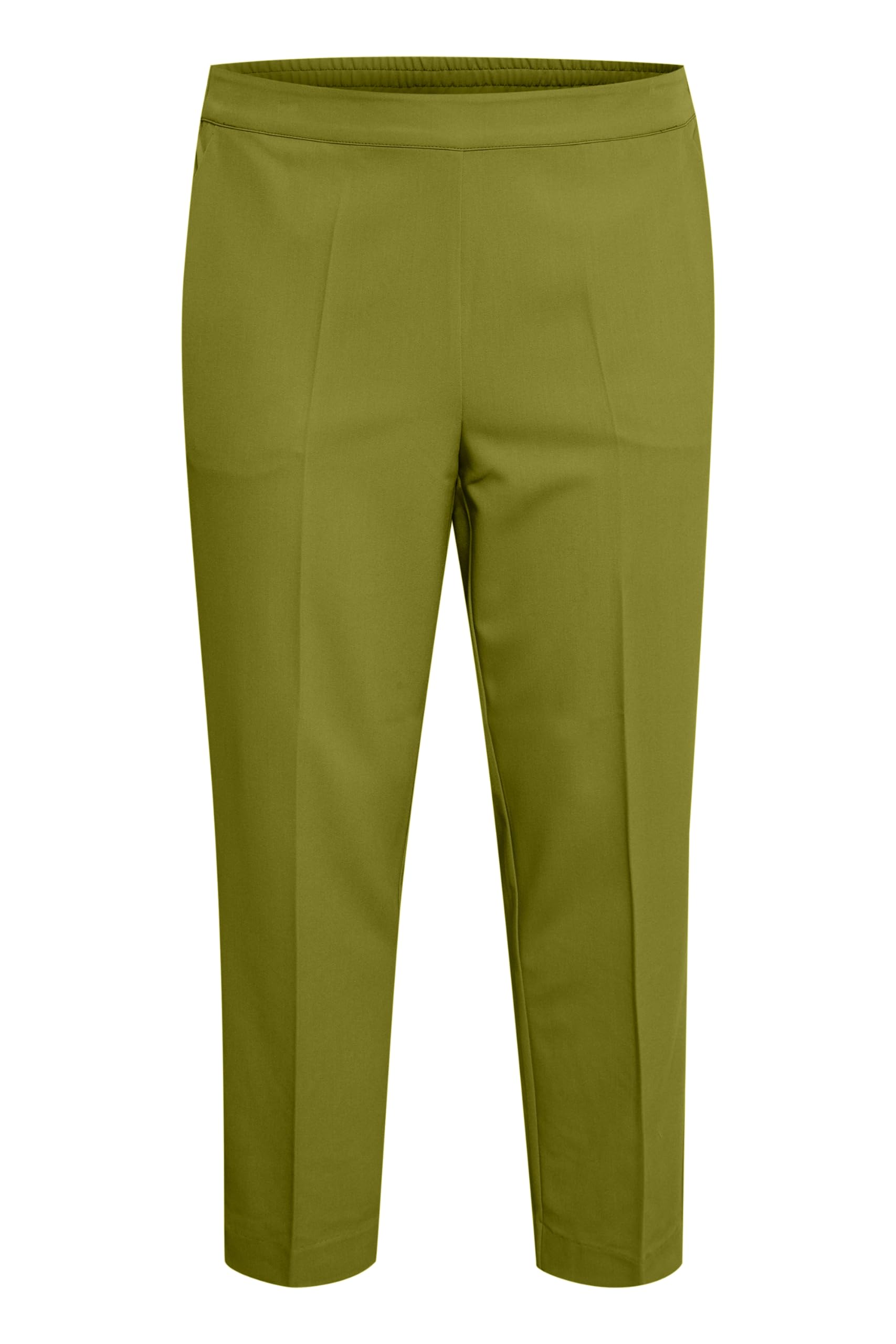 Kaffe Curve Women's Plus-Size Women's Trousers Cropped Length Elasticated Waist Pockets Pants, Calla Green,