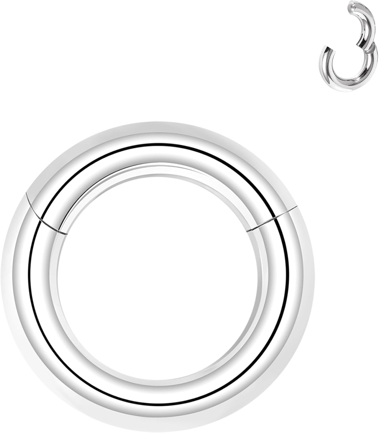 ZS Hinged Segment Clicker PA Ring Spring Action BCR Rings, 2G 4G 6G 8G 10G 12G Septum Nose Rings, Surgical Steel Pierced Body Jewelry for Men Women