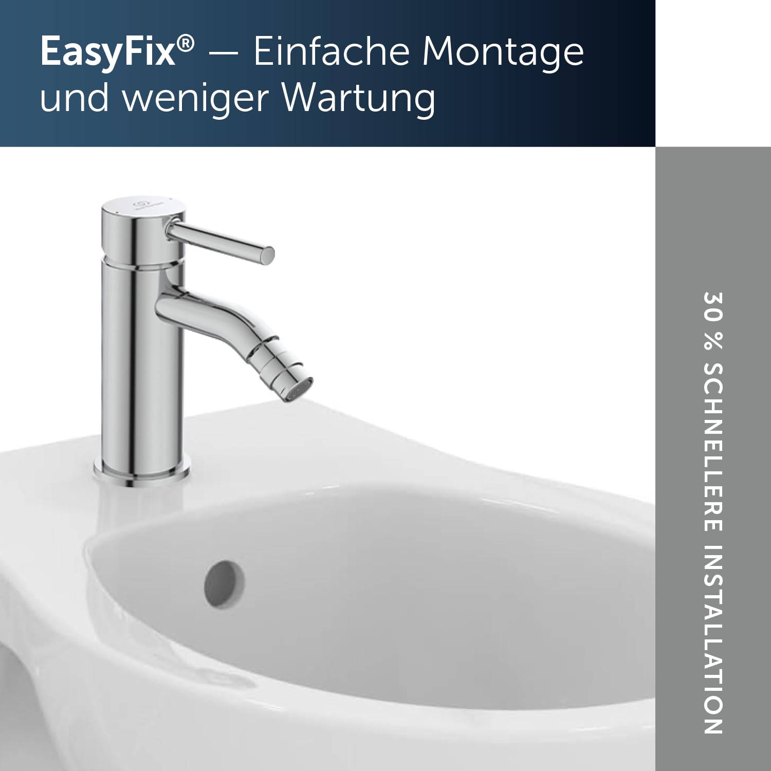 Ideal Standard Ceraline Bidetarmatur, Auslaufhöhe 74 mm, wassersparende Bidet-Handbrause mit Ablaufgarnitur, leicht zu reinigen – Chrom (50 x 149 x 147 mm)