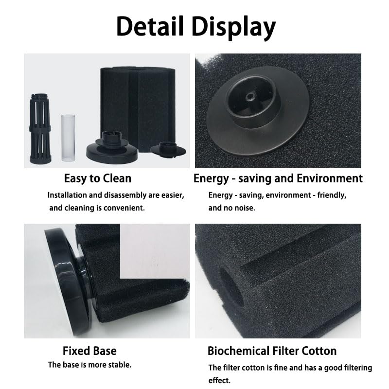 Image of Aquarium Sponge Filter Fish Tank bio Biochemical Betta Shrimp Nano Filter with Airline Tubing (M up to 20Gal 2 Pcs)