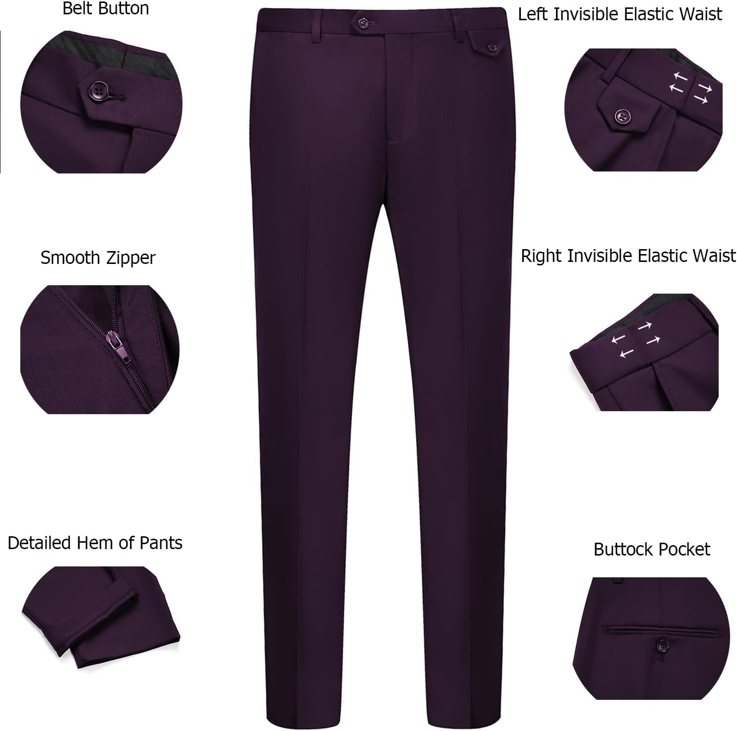 WULFUL Men's 3 Piece Slim Fit Suit Set Two Button Blazer Jacket Vest Pants... - Picture 10 of 95