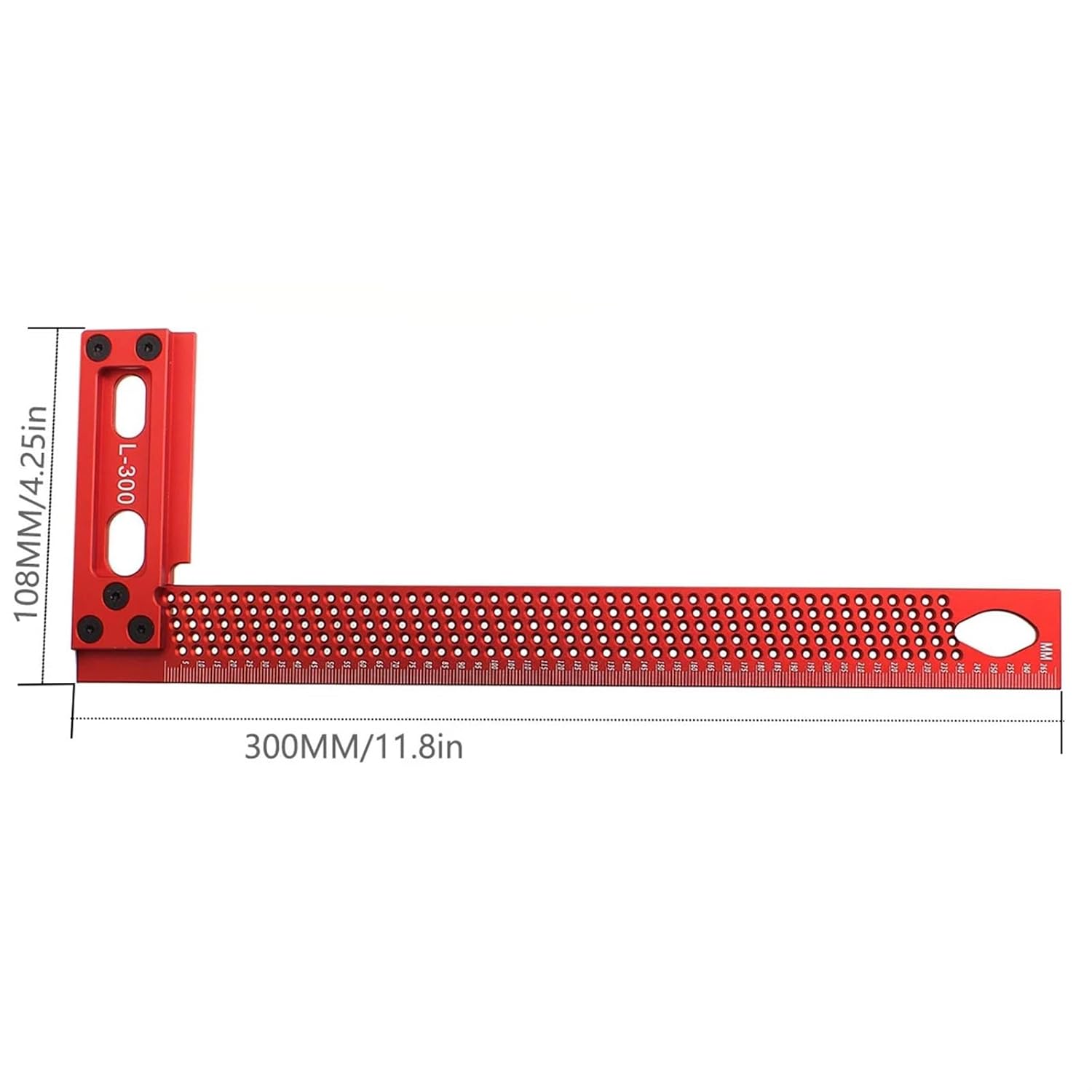 200/300MM Precision Woodworking Scriber Square Marking T Ruler Aluminum Alloy Hole Positioning Crossed-Out Hole Marking Gauge(300mm)