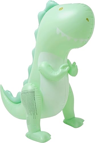 Sunnylife Rociador inflable gigante de dinosaurio verde menta para jardín trasero, inflable de primera calidad, juguete de agua al aire libre,