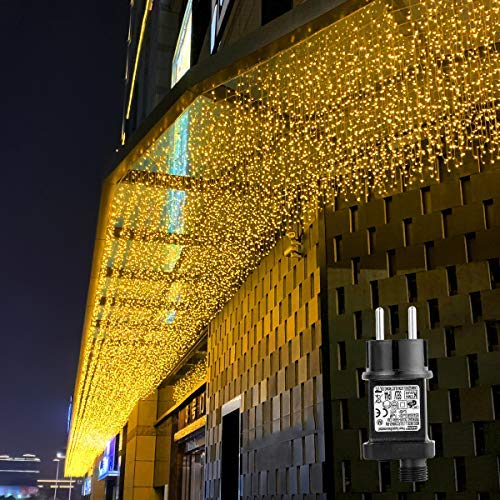 GlobaLink® Lichtketting Lichtgordijn Lichtsnoer 4 × 0,6 M 144 LED's, Energiebesparend, Magische Lichtdecoratie voor Binnen, Buiten, Slaapkamer, Raam (Warm Wit)