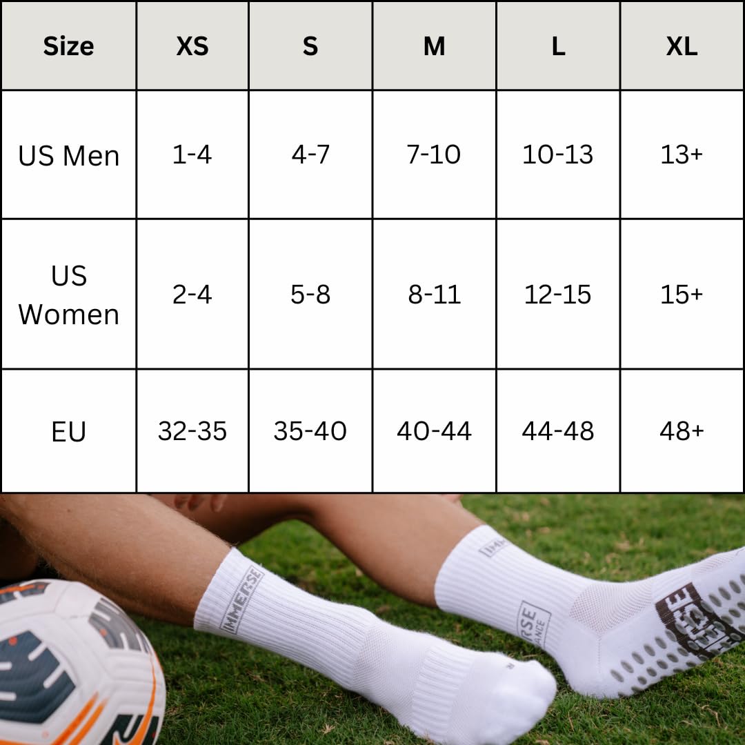 IMMERSE Performance Grip Sock - Calzini antiscivolo per uomini e donne, per calcio, tennis, calcio, corsa, comfort e compressione