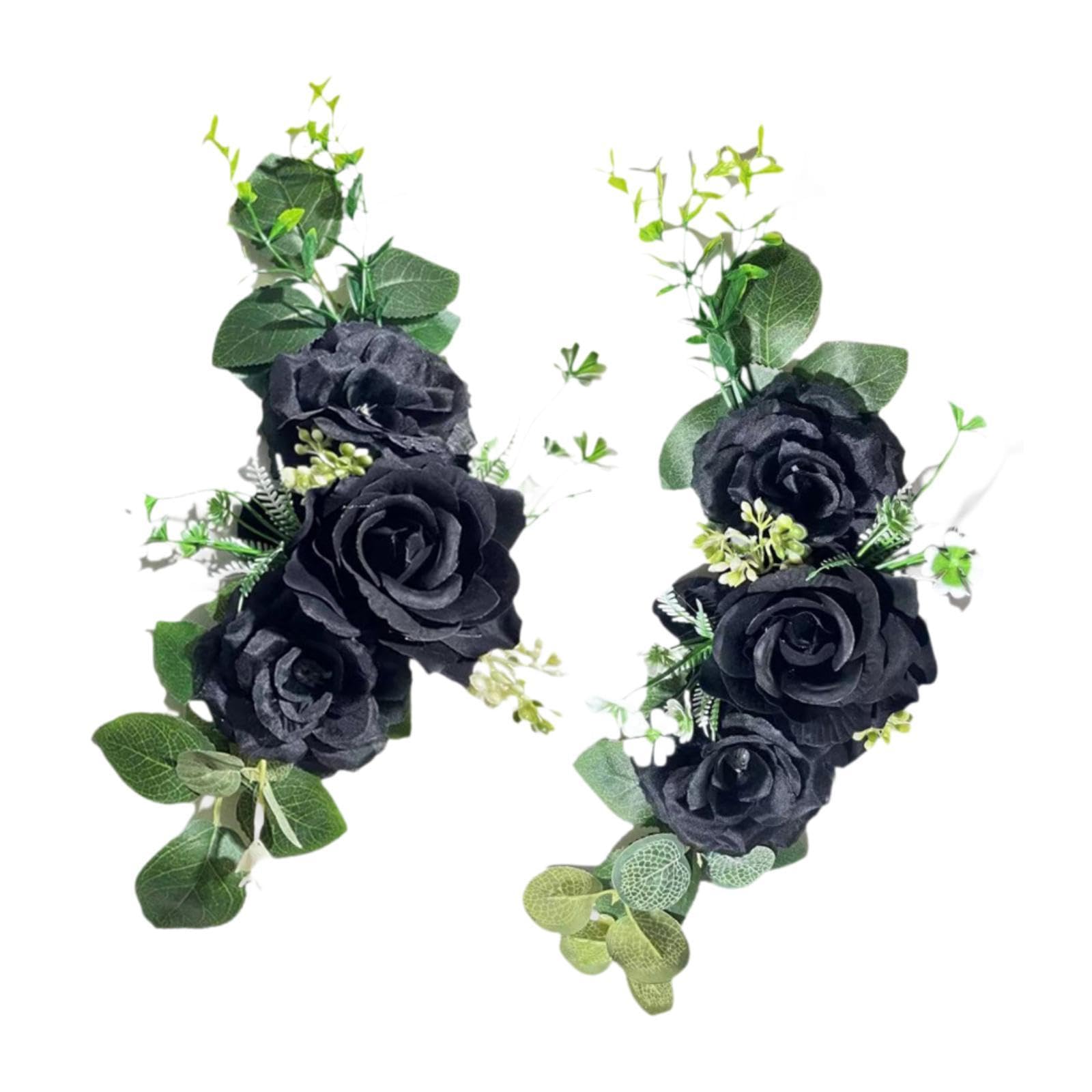 Colcolo 2Pcs Artificial Flower Swags Decoration Wedding Arch Flowers Door Floral Garlands for Celebrations Party Wall Easel Outdoor, Black