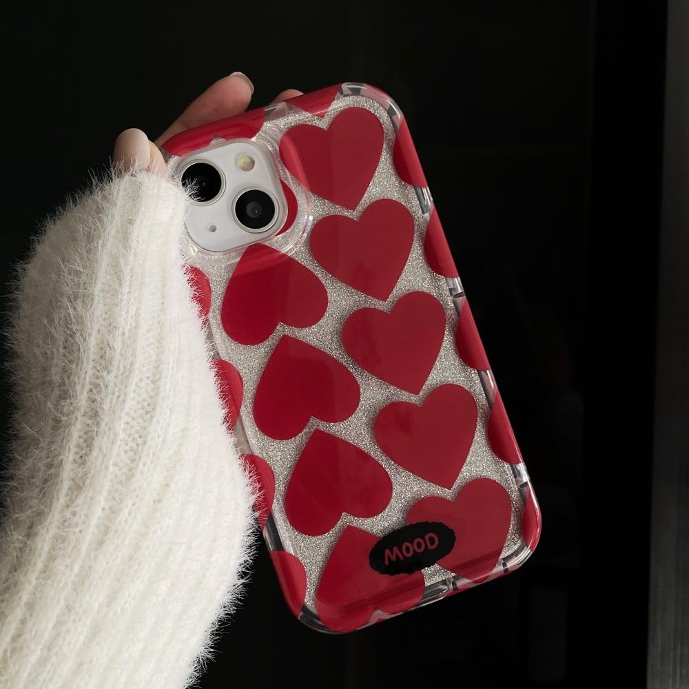 Amazon.co.jp: 韓国レッドハートキラキラケース iPhone 15 14 13 Pro