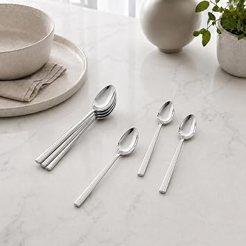 Tatlı Kaşığı, 6'lı Paslanmaz Çelik Küçük Kaşık Seti, Gümüş Metal 15 cm, 6 Adet