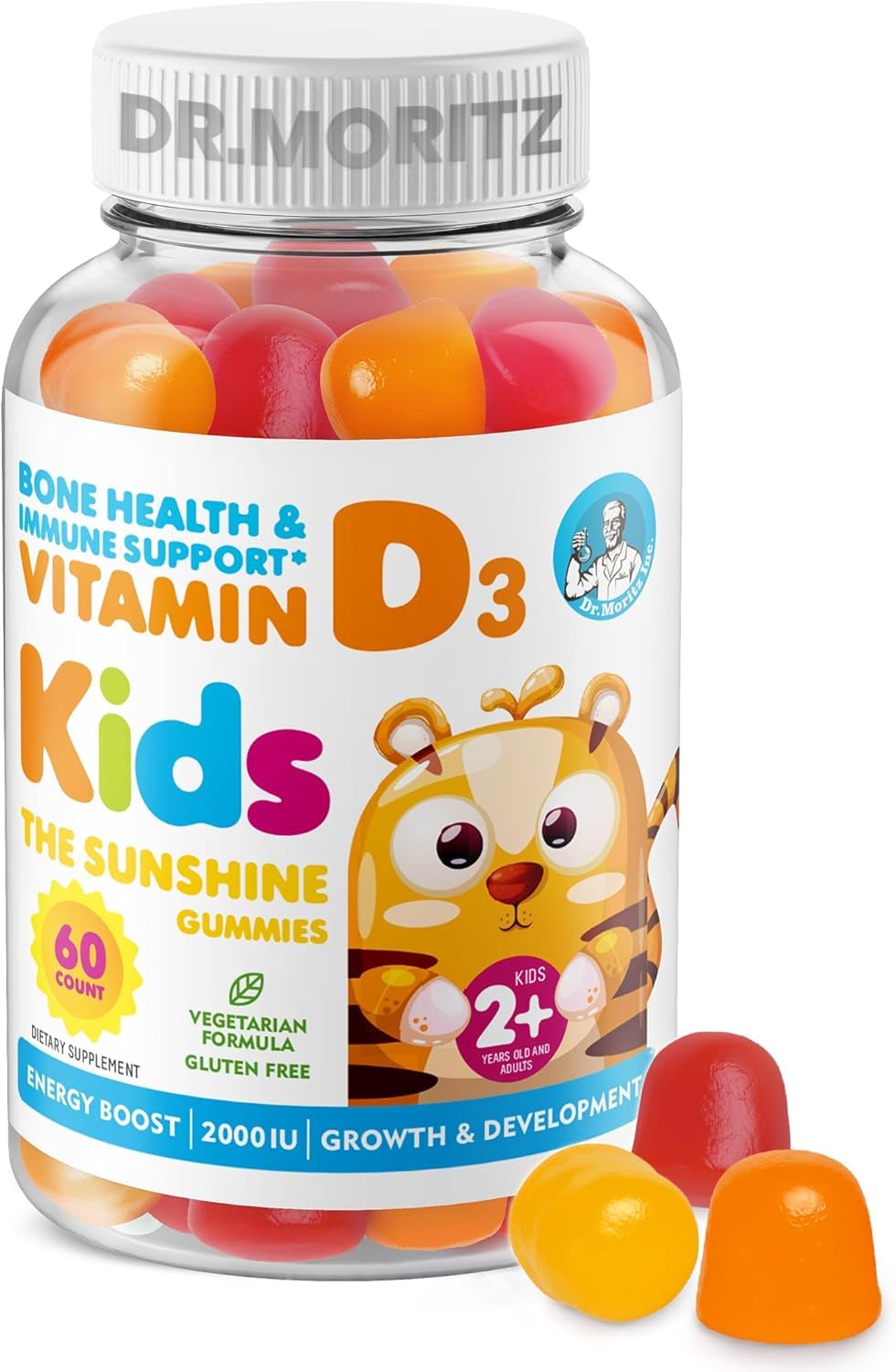 Vitamin D3 Gummies for Kids & Adults 2000 IU - High-Absorption Vitamin D Kids Gummies Supplements - Vegetarian, Immune Support D3 for Adults & Kids (60 Count)