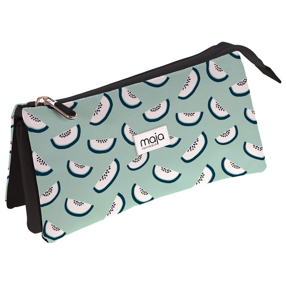 Grafoplás 37540632 Collection Maja Rönnbäck Triple School Case, Kiwi, 23.5 x 12 x 14