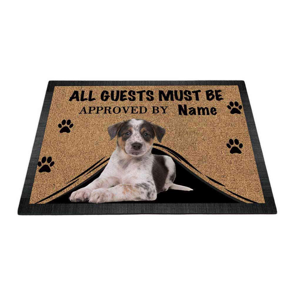 BAGEYOU Personalized Doormat with My Love Dog Cute Australian Shepherd Australian Cattle Dog Welcome Floor Mat All Guests Must be Approved 27.5" x 17.7"