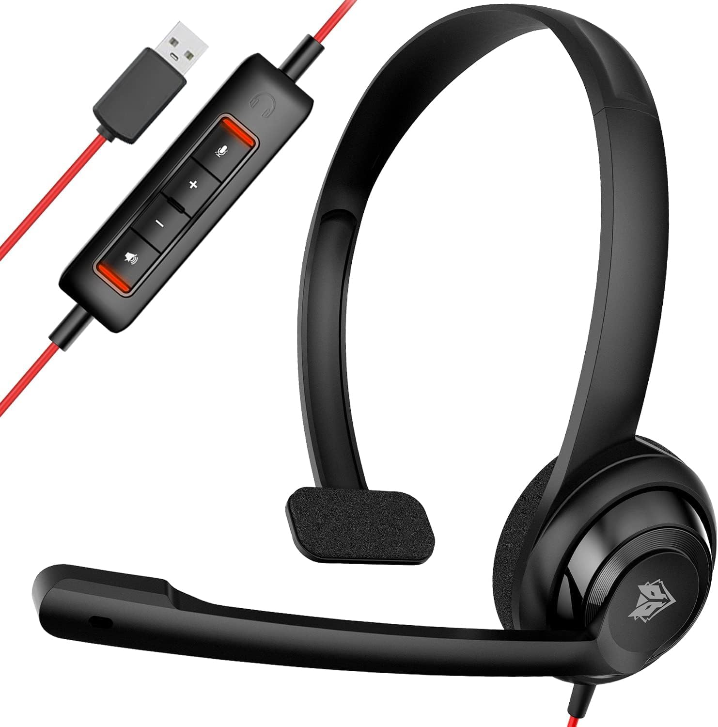 NUBWO HW02 - Auriculares USB con micrófono con cancelación de ruido y control en línea, auriculares de computadora ultra cómodos para computadora portátil, auriculares con cable para centro de