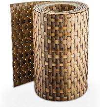 Sellon24 Sichtschutzstreifen Rattan Rolle Sichtschutz Zaunblende 255x19cm für Doppelstabmatten Zaun Rattanoptik Streifen RD08-stroh