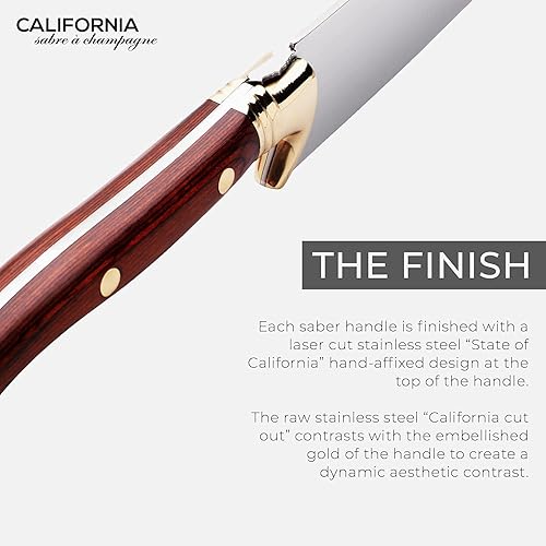 Miniatura 4 de California Champagne Saber Company - Palisandro - Espada hecha a mano en estilo francés Laguiole - Empaquetada en elegante caja de madera de roble -