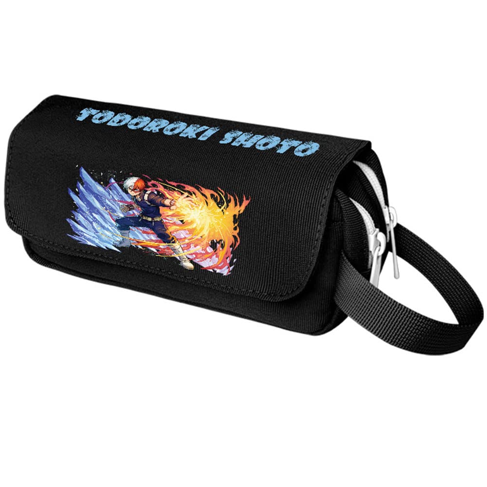 Zhongkaihua My Hero Academia Pencil Case Anime Midoriya Izuku/Todoroki Shouto Large Capacity Stationery Box Pencil Case Double Canvas Pen Pouch for Unisex Student Gift