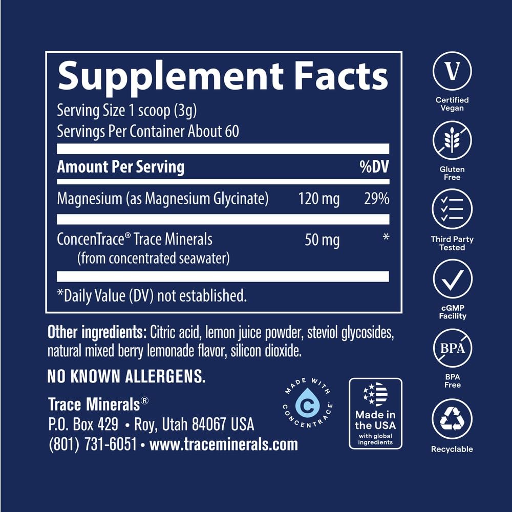 Trace Minerals Magnesium Glycinate Powder, Mixed Berry Lemonade — Amazon image 3