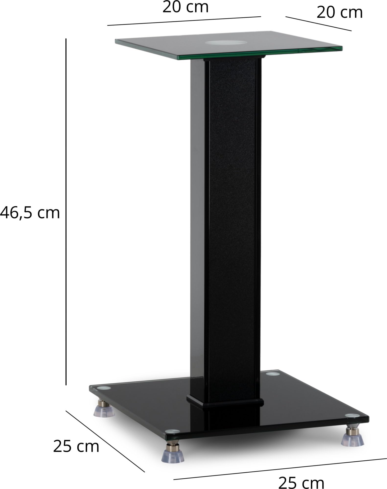 Pronomic SLS-282 BK Lautsprecher Stative Paar - Stilvolles Design mit 2 Glasplatten - Höhenverstellbare Spikes Plus Gummifüße - Verdeckte Kabelführung auf der Rückseite - 10 kg Tragfähigkeit