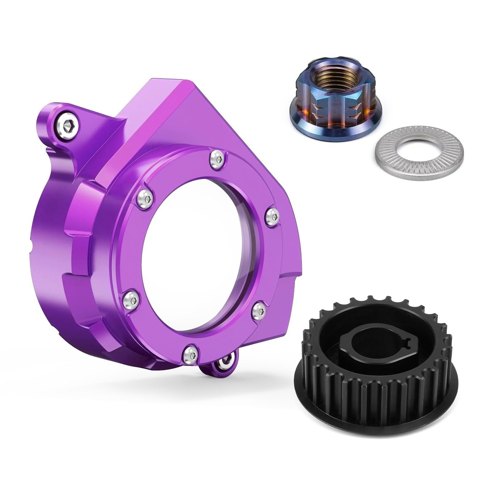 Osłona zębatki osłona łańcucha Pasuje do Surron Light Bee XS Pasuje do Segway X160 X260 Koło pasowe główne Nakrętka koła pasowego Osłona koła pasowego(Purple Set)