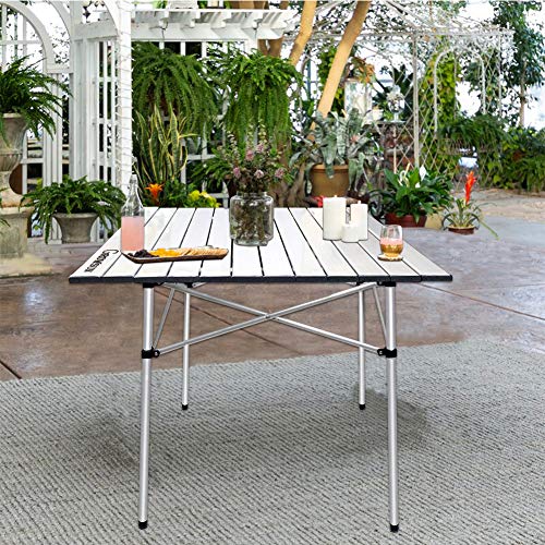 Growsun Folding Camping Table, Portable Aluminum Lightweight Square Camp Table w/Carry Bag for Outdoor and Indoor - Thumbnail 3