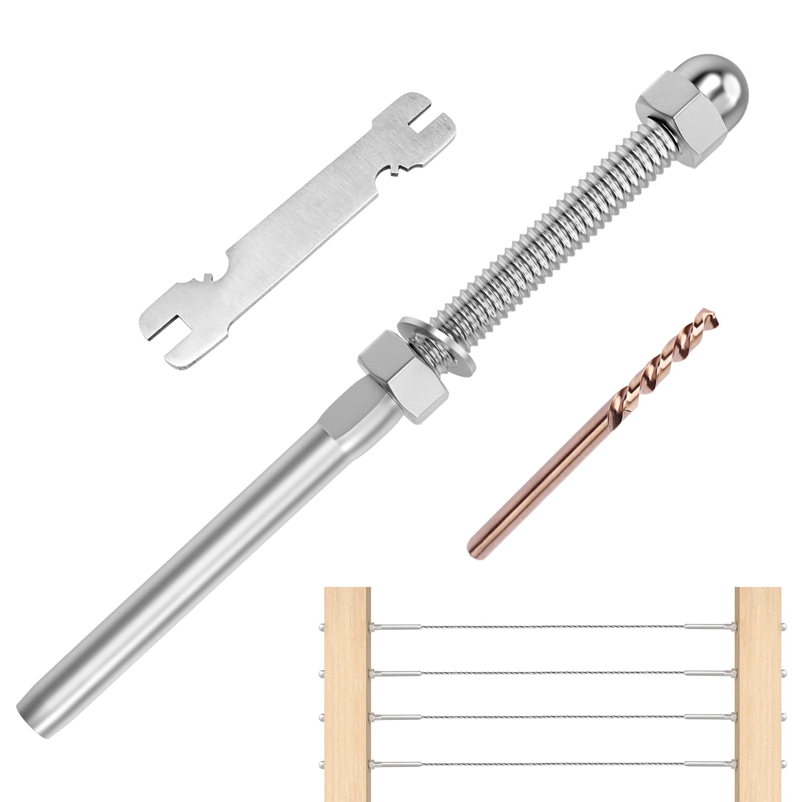 Buy CKE 60 Pack Cable Railing Swage Threaded Stud Tension End Fitting