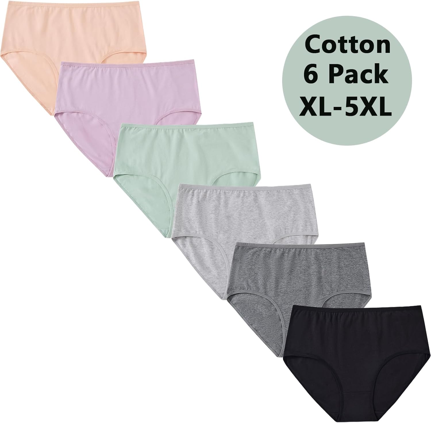 Women's Cotton Underwear Plus Size XL-5XL High Waisted Full Coverage Ladies Panties 5 Pack Briefs for Women - Image 3