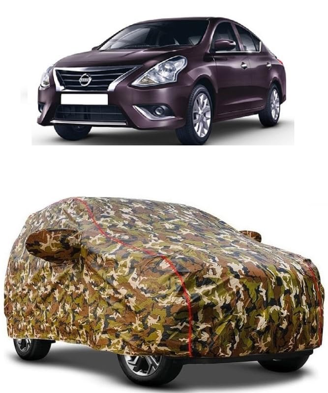 AUTOPRIME-Fully 100% Water-Proof/UV/Dust-Proof/All-Weather Protection Car Body Cover Compatible with Variant Nissan Sunny XV D Diesel Side Mirror Pocket (JunglePrint)