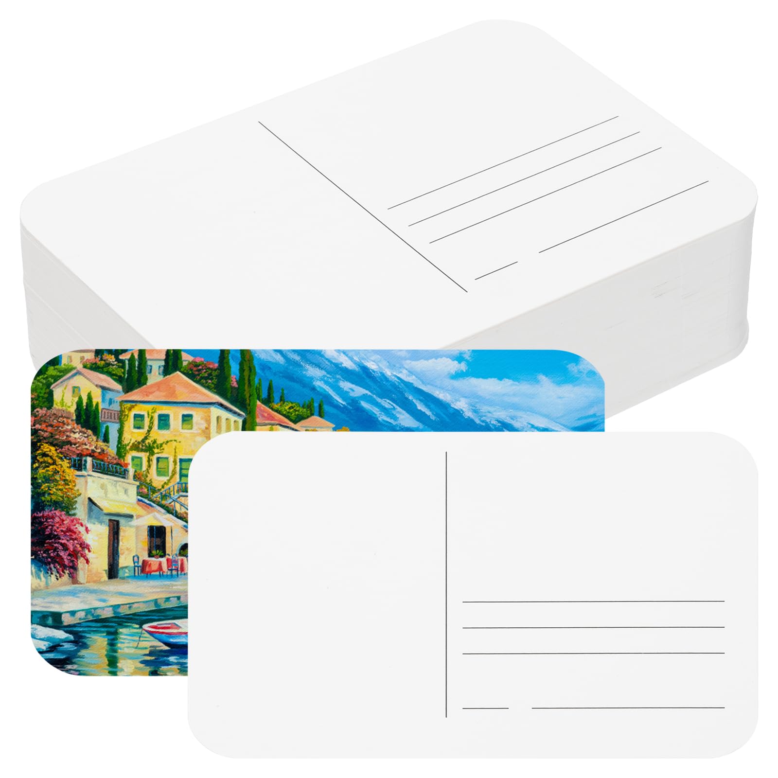 PATIKIL 100 Sheets Watercolor Postcards, 100% Cotton 4x6 Inch Blank Rounded Corners Water Color Paper Post Cards Rough for Mailing Art Painting Drawing, 140lb/300 GSM