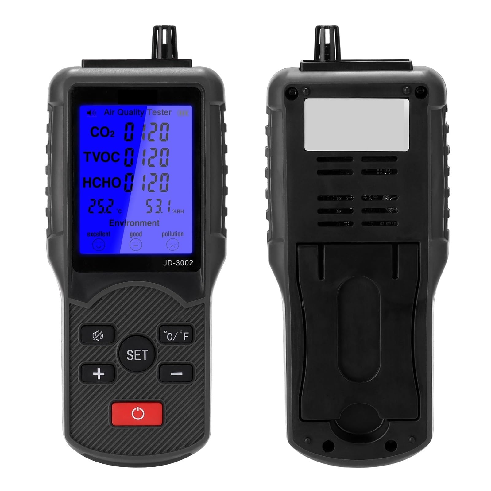 JD-3002 Tester di qualità 'aria Misuratore di CO2 multifunzionale TVOC Dispositivo di misurazione 'umidità della temperatura Rilevatore di CO2(Paper box Type)
