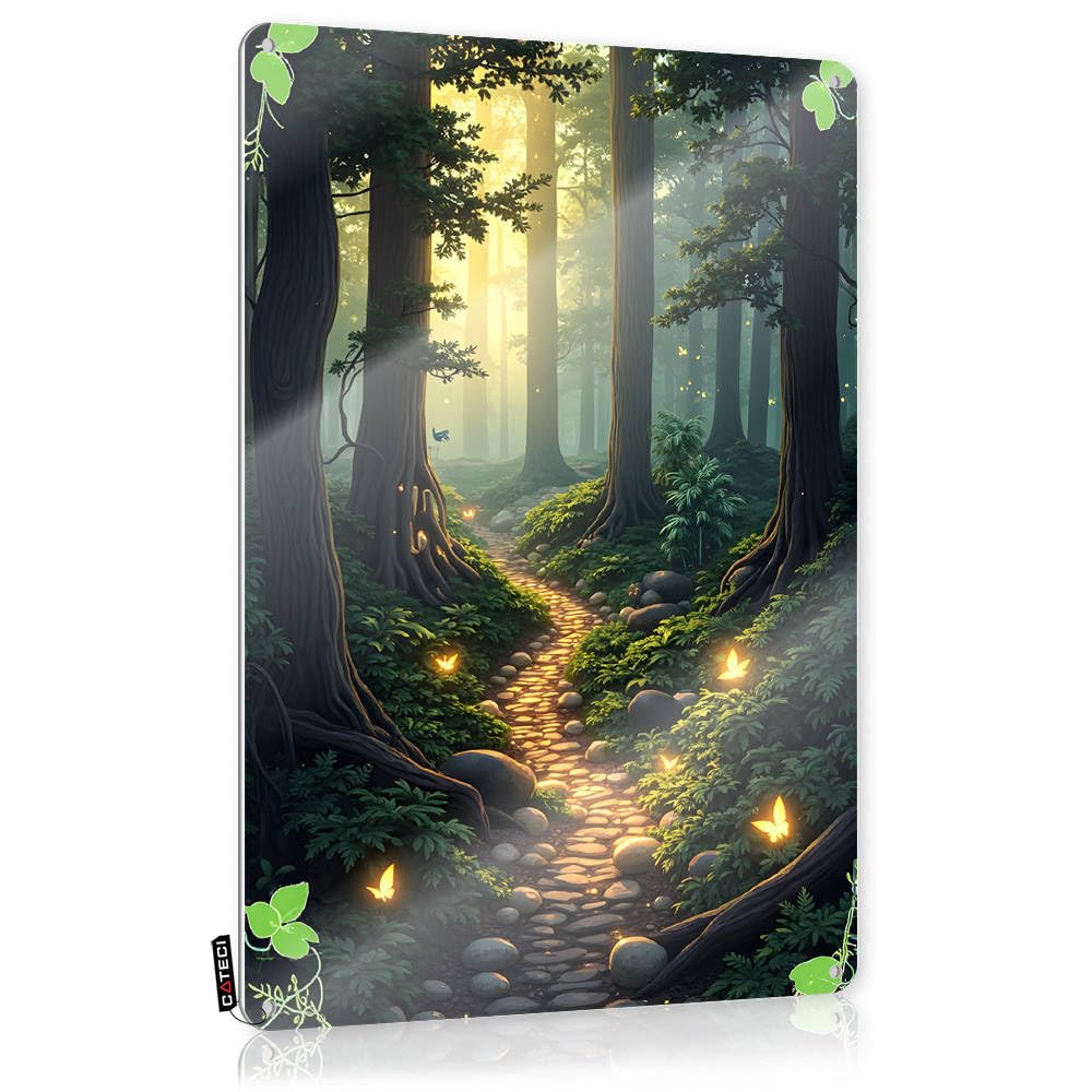 Fzfn Colour Beauty Office Art - Enchanted Forest Pathway With Glowing Butterflies Decor Rustic Wall Hanging(30X40cm)