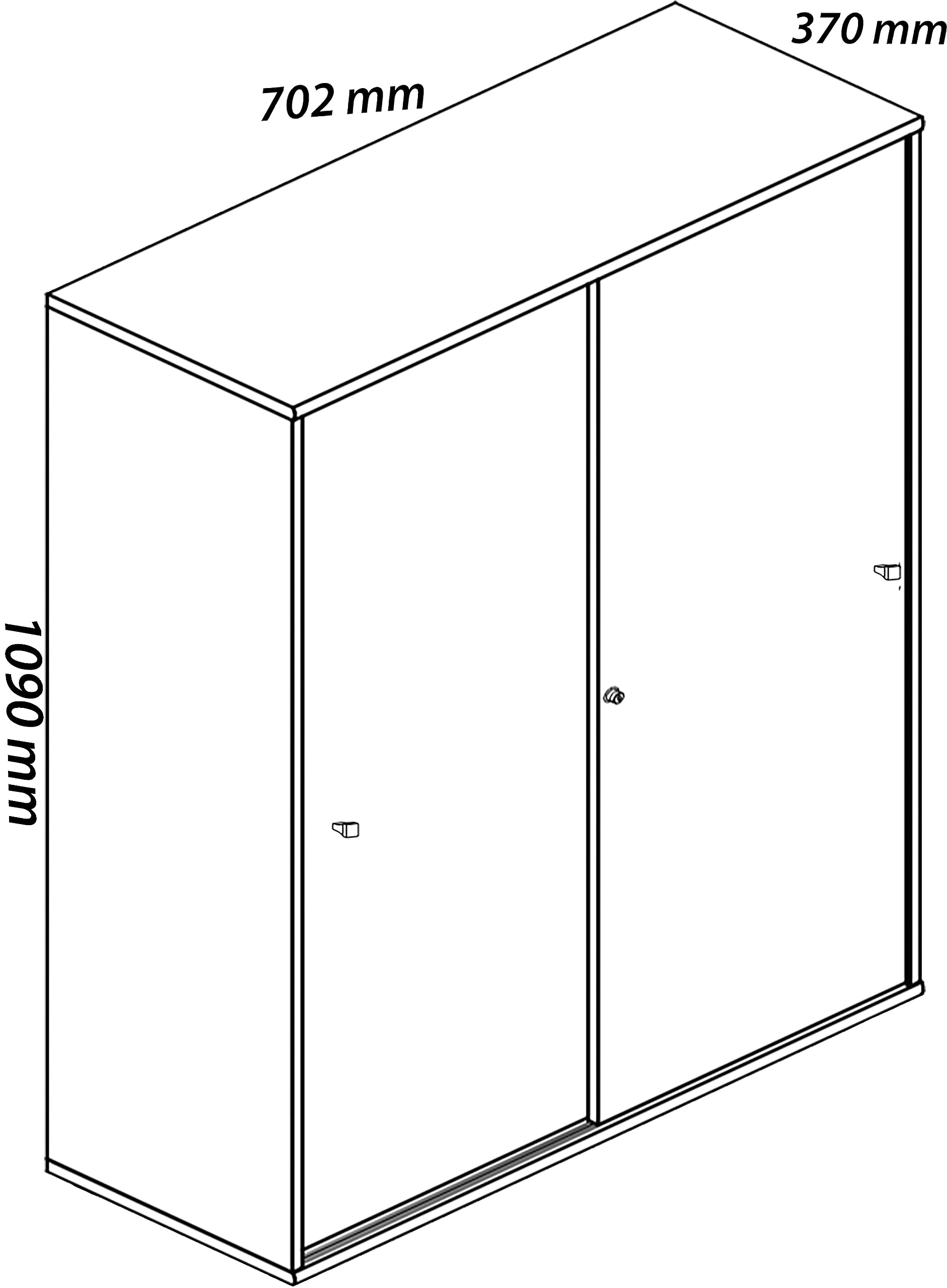 VCM Büroschrank mit 3 Fächern | moderner Aktenschrank mit Schiebetüren und Schloss | Maße ca. B. 70 x H. 111 x T. 40 cm – Lona 3-Fach abschließbar