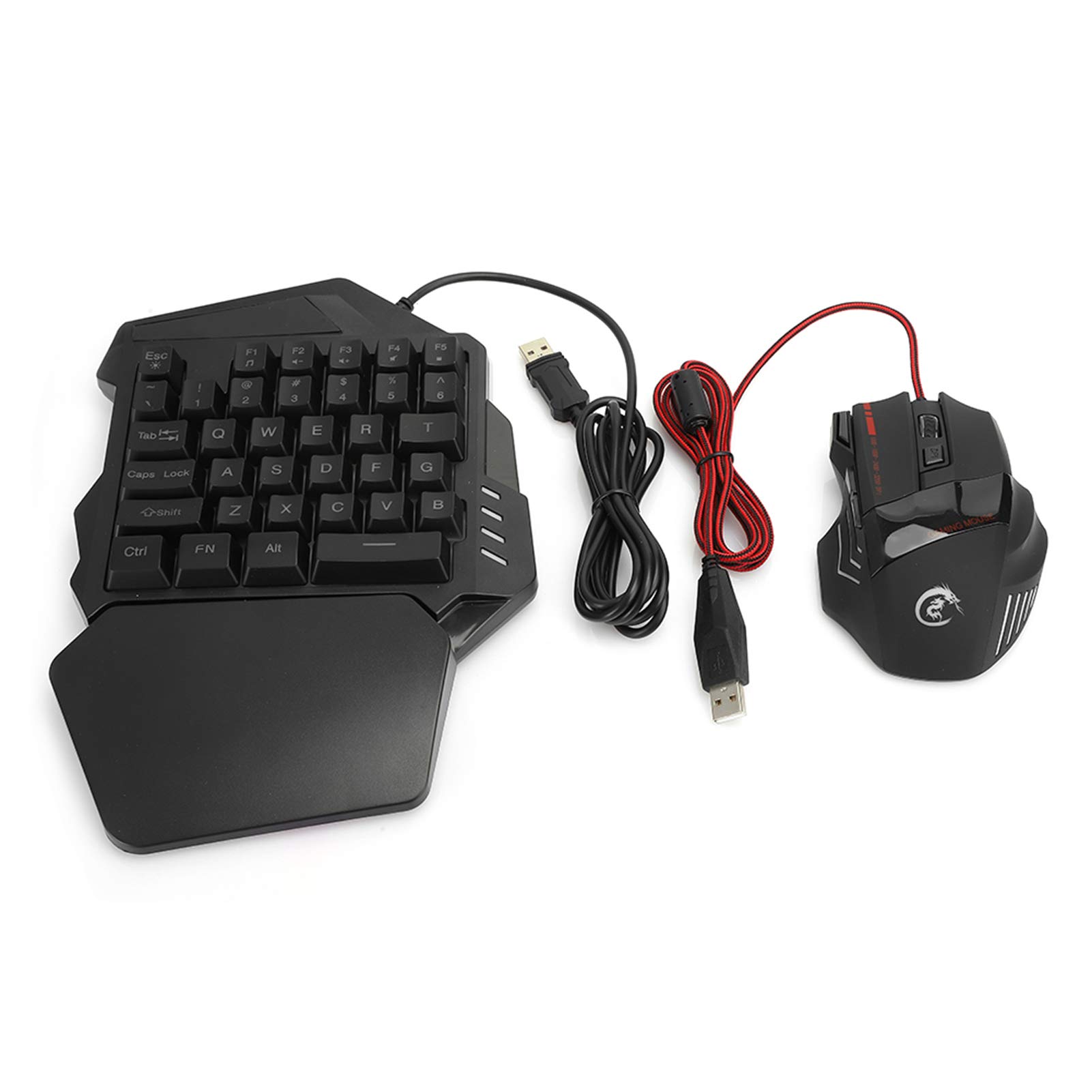 J50 Zestaw klawiatury z myszką do gier jedną ręką Podświetlany RGB Ergonomiczna konstrukcja dla graczy komputerowych Interfejs USB 2.0 35 klawiszy 5 regulowanych DPI