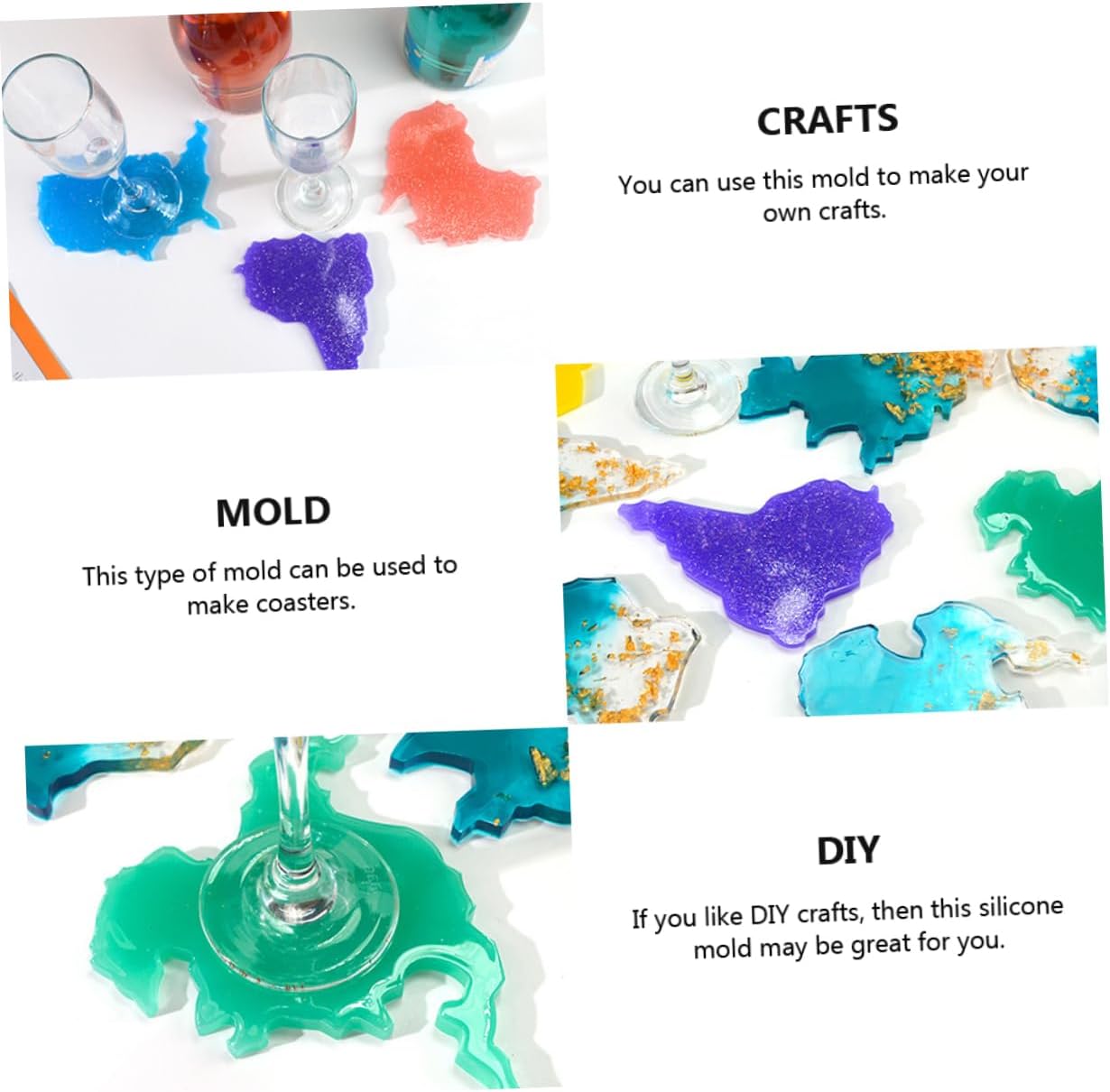 SHINEOFI 8pcs DIY Coaster Molds World Map Continent Cup Mat Crystal Molds for Craft Projects