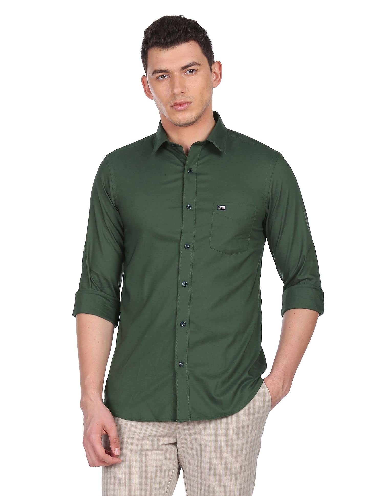 Arrow Men Green Brooklyn Ultra Slim Fit Solid Casual Shirt