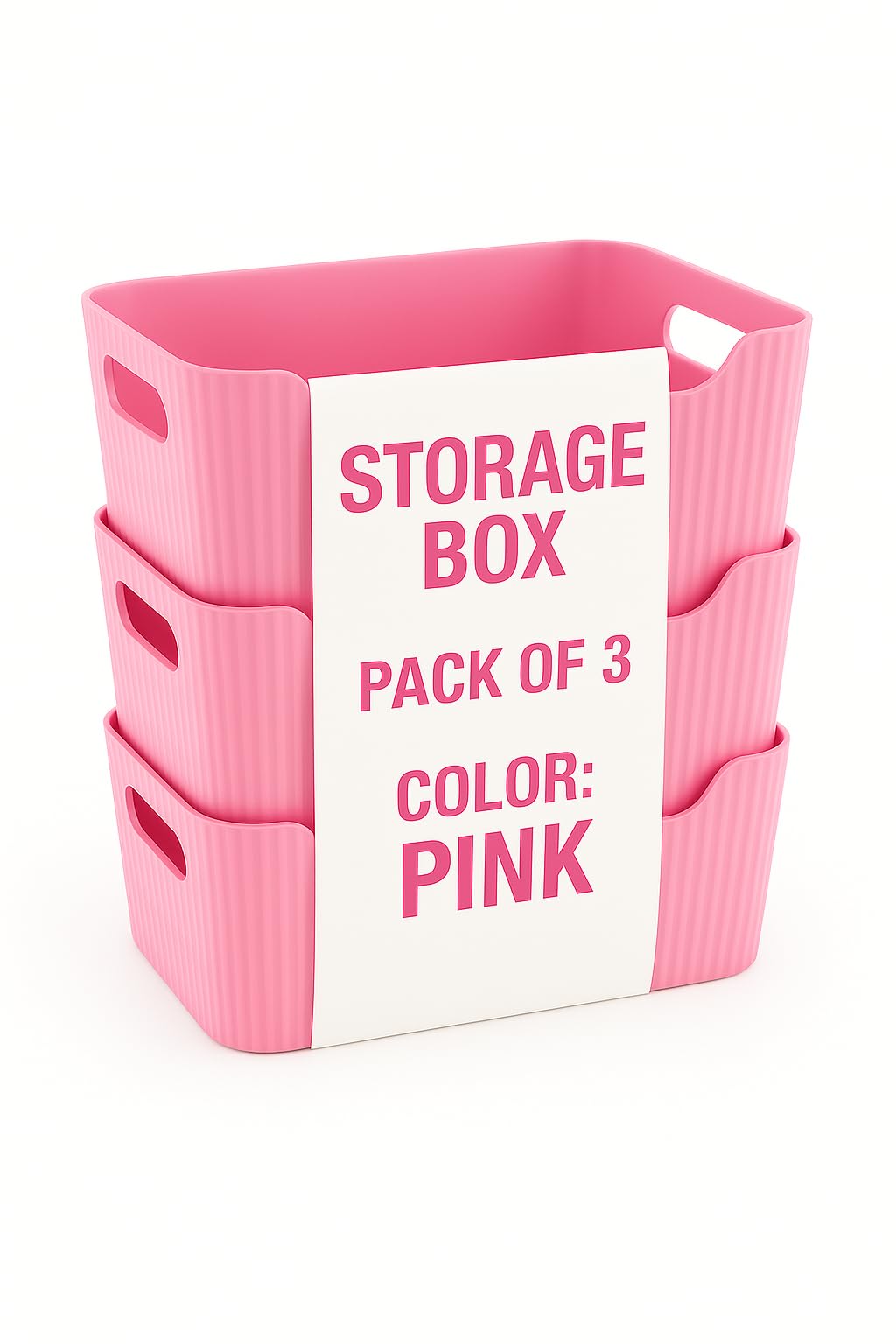 Zuku Storage Box Basket for Storage Plastic Organiser for Storage Bathroom Storage Box Small Plastic Organiser Bathroom Basket Boxes for Toys,Cosmetic,Accessory (Pink,3Pcs)