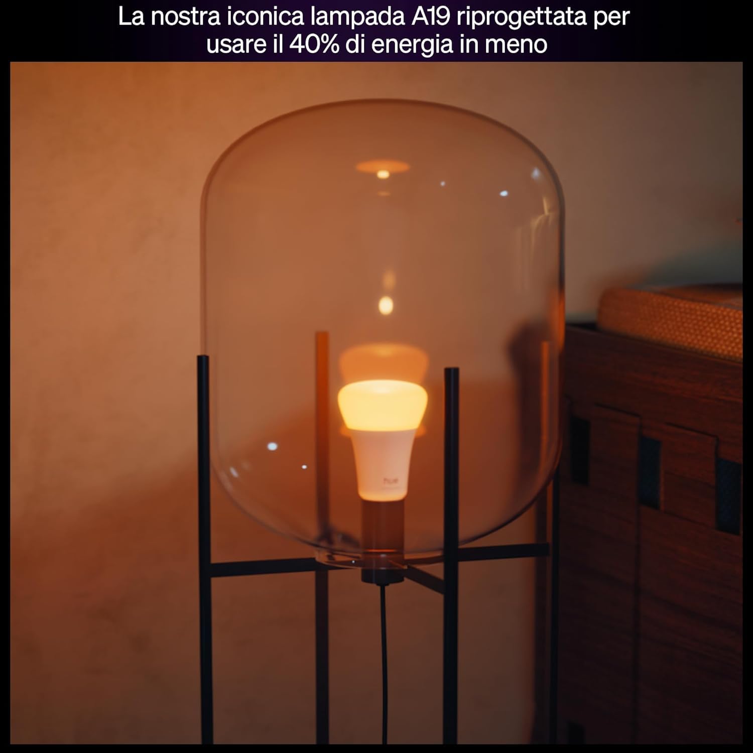 Philips Hue LED A60 (Confezione da 2), Lampadine smart con luce bianca calda E27, Luci smart da 8,1 W e 1.100 lumen, Lampadine intelligenti compatibili con Alexa, Google Assistant e Apple Home