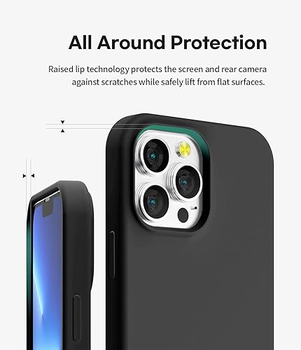 Miniatura 2 de GOOSPERY Funda de silicona líquida compatible con iPhone 13 Pro Max, suave al tacto, protección de cuerpo completo, a prueba de golpes, con forro de