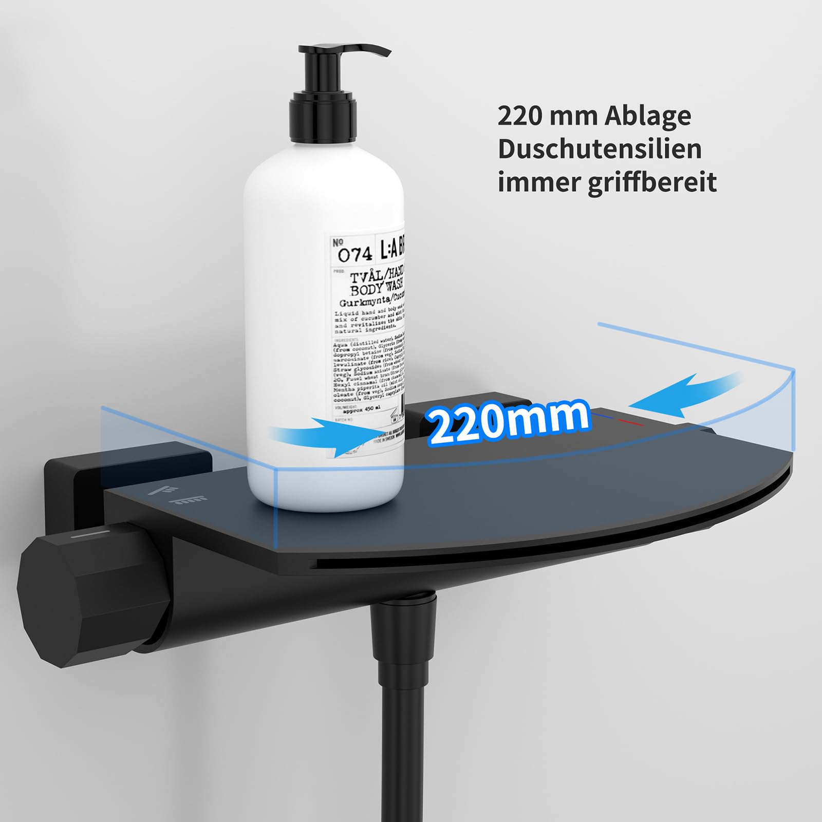 HOMELODY Badewannenarmatur Schwarz, Badewannenarmatur mit Handbrause, Wasserfall Wannenarmatur, Messing Mischbatterie Wandarmatur für Badewanne, Wandmontage mit großer Plattform