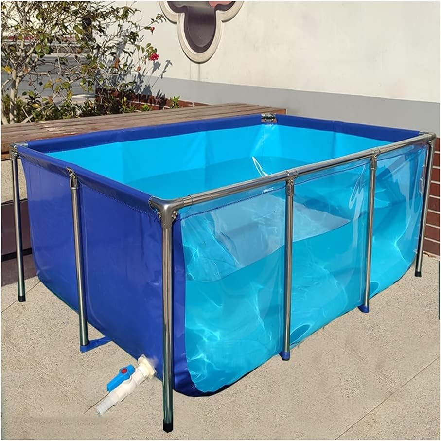Acuario grande de interior independiente para koi y peces, forro flexible de PVC con marco de acero y panel de visualización, tanque de peces al aire libre (150 x 100 x 71 cm)