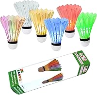 Vista 12 de LED Badminton Birdies 4/5/6 PCS,Nylon Glow in The Dark Badminton Shuttlecocks,Goose Feather Colourful Lighting Birdies, Plastic Light Up Birdie