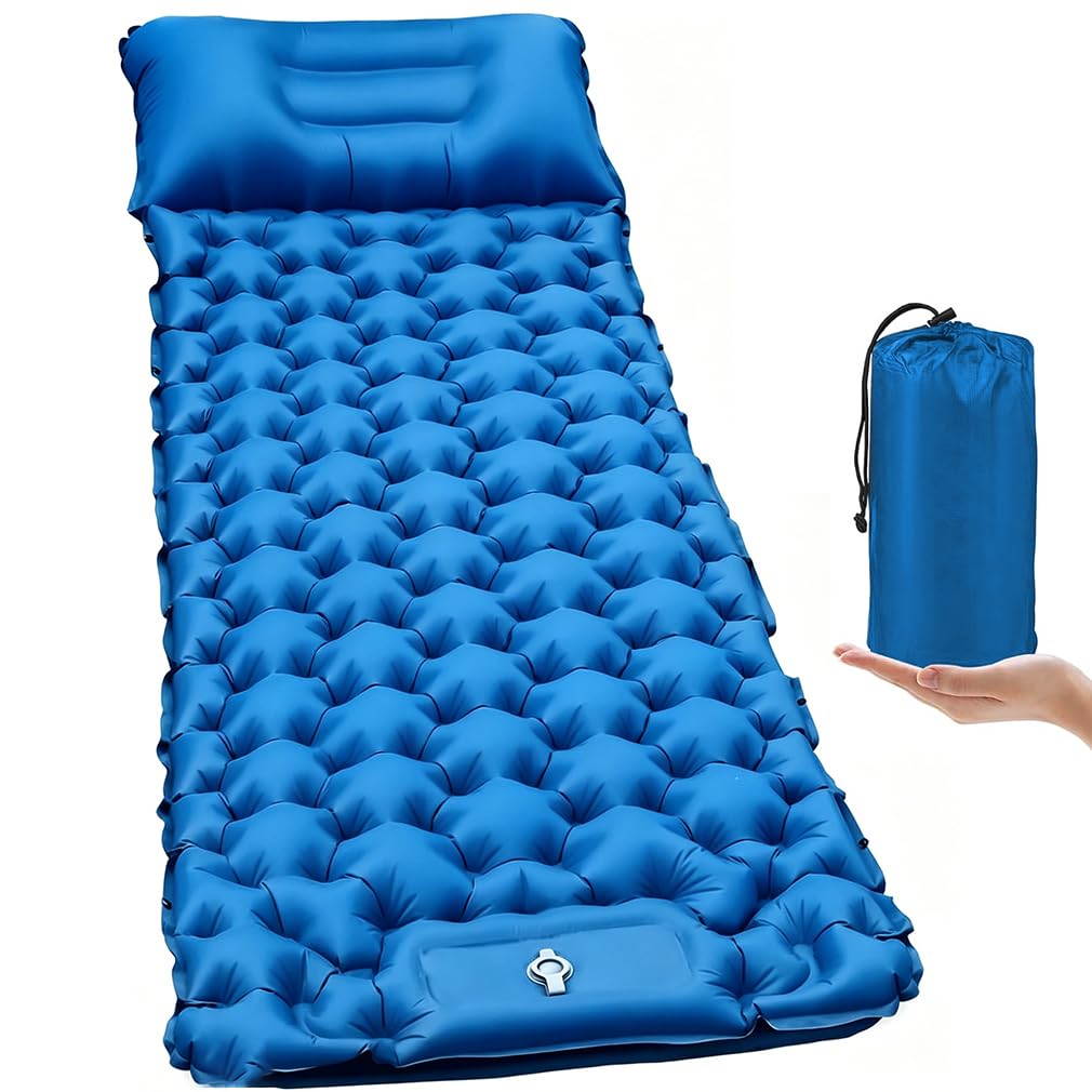 huiziyi Camping Mat, Durable Compact Ultralight Sleeping Mat, Waterproof Camping Air Mattress for Adults Kids, Sleeping Pad with Pillow for Camping, Backpacking, Hiking, Traveling, Tent Trap