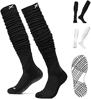 LUXSports DualGrip Scrunch Football Socks - Long Grip Socks with Anti-Slip Traction & Padding for Men & Boys