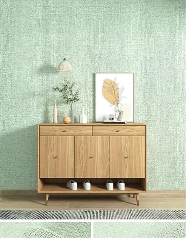 Image of Textured Linen Wallpaper for Walls Sticker Roll (10 Pcs) I 3D Foam Wallpaper for Full Wall, Furniture I Fabric, Waterproof, Large (Light Pista; 10 Pieces of 3 Meter x 0.7 Meter Each)