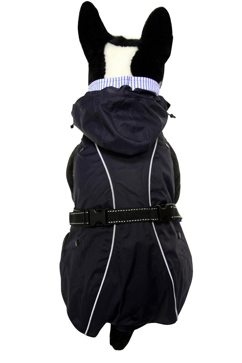 One for Pets All Season Dog Coat with Removable Fleece Lining, 14-Inch, Navy