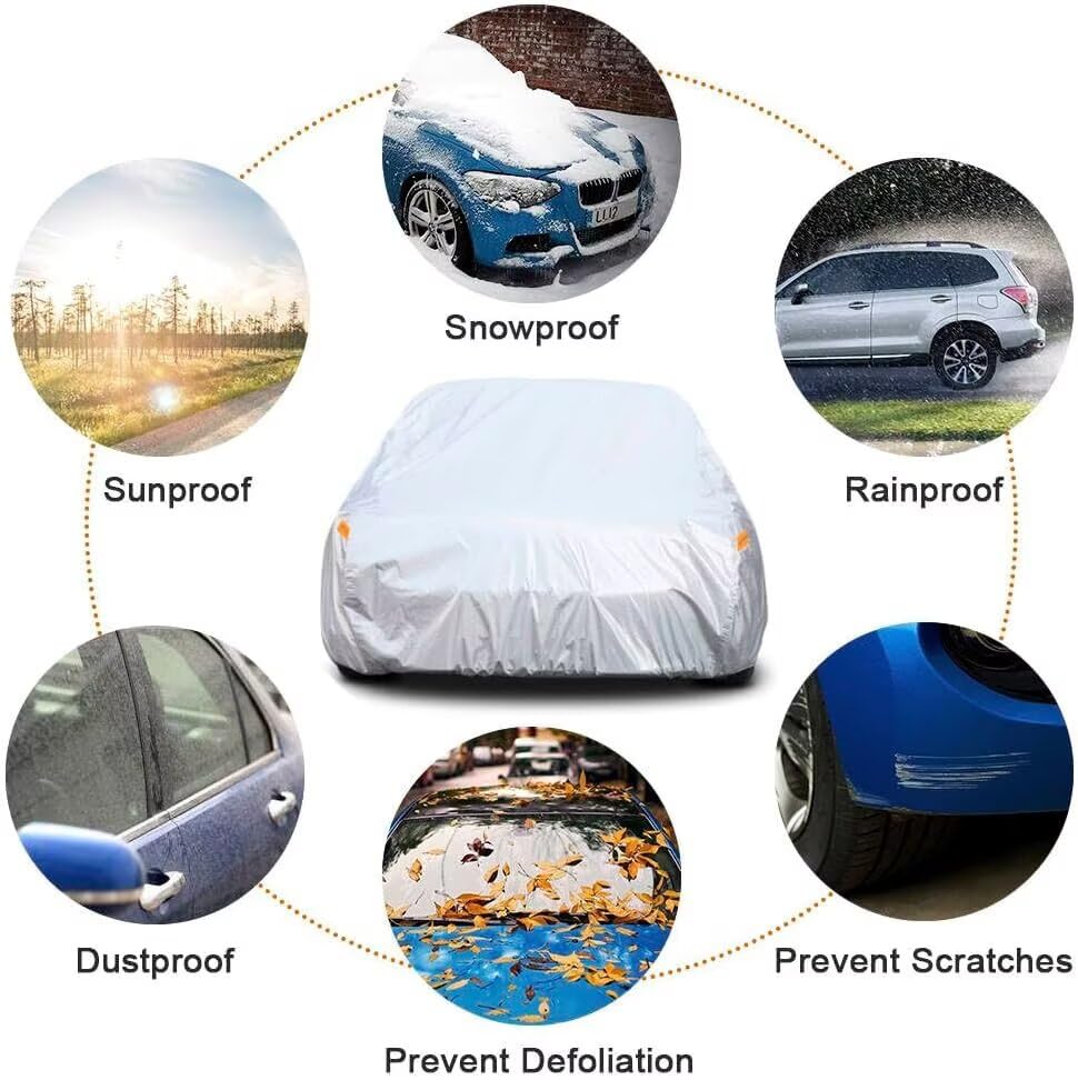 Image of Kayme 6 Layers Hatchback Car Cover Custom Fit for Dodge Grand Caravan (1996-2020), Waterproof All Weather for Automobiles,Rain Sun UV Protection.Silver