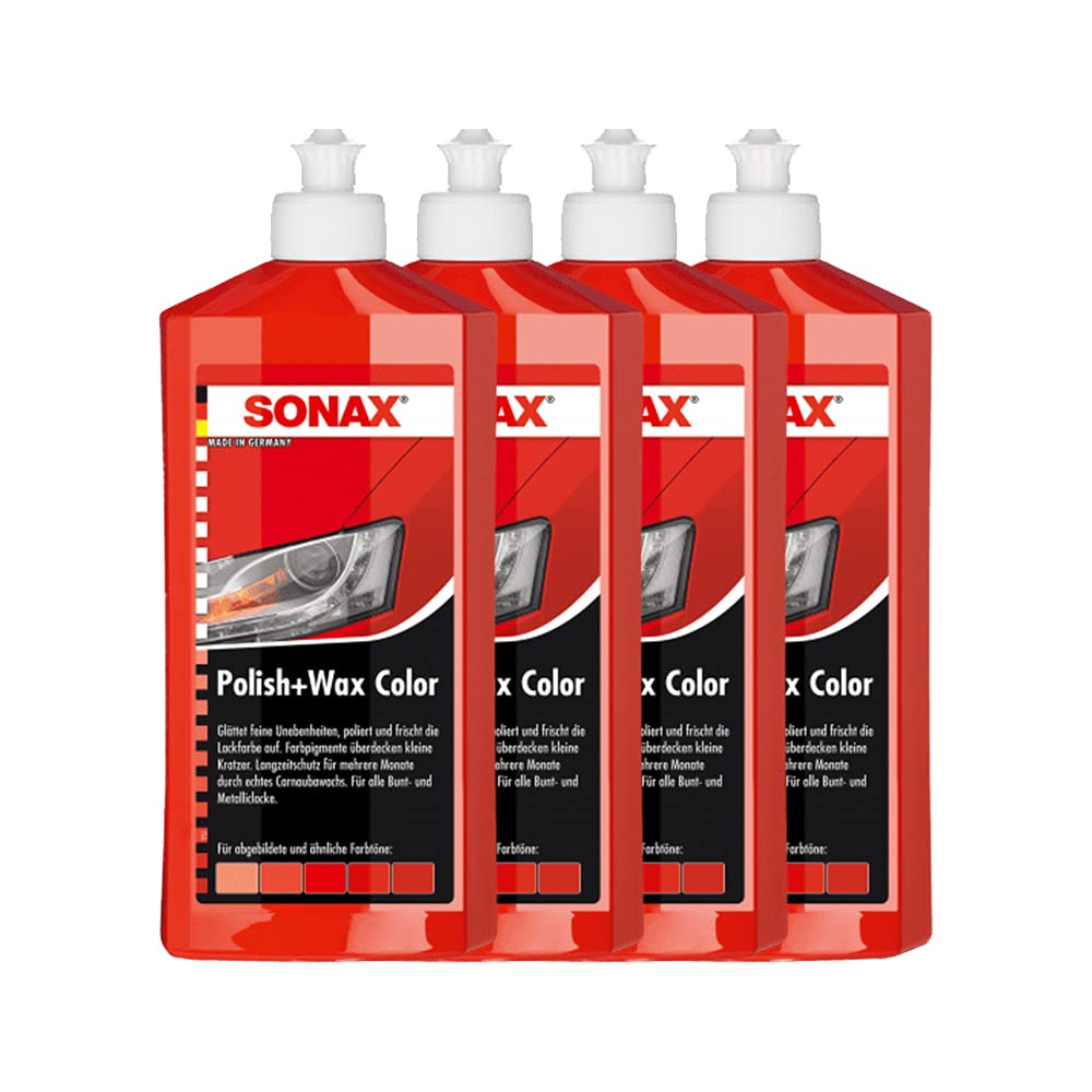 SONAX 4X 02964000 Polish & Wax Color NanoPro rot Autopolitur Wachs 500ml