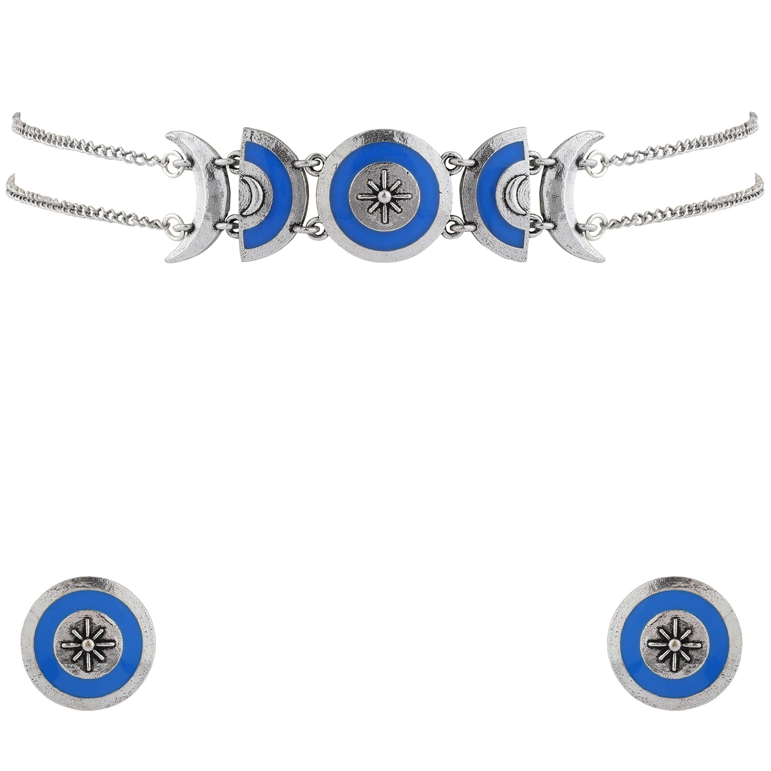 Boho Tribe Moon Phases Oxidised Choker Necklace Set For Women|Women Choker Necklace Sets|Gift For Her|Women's Gift|For Sister|For Lover|For Girlfriend|For Wife|Summer|Travel|Casual-image-29