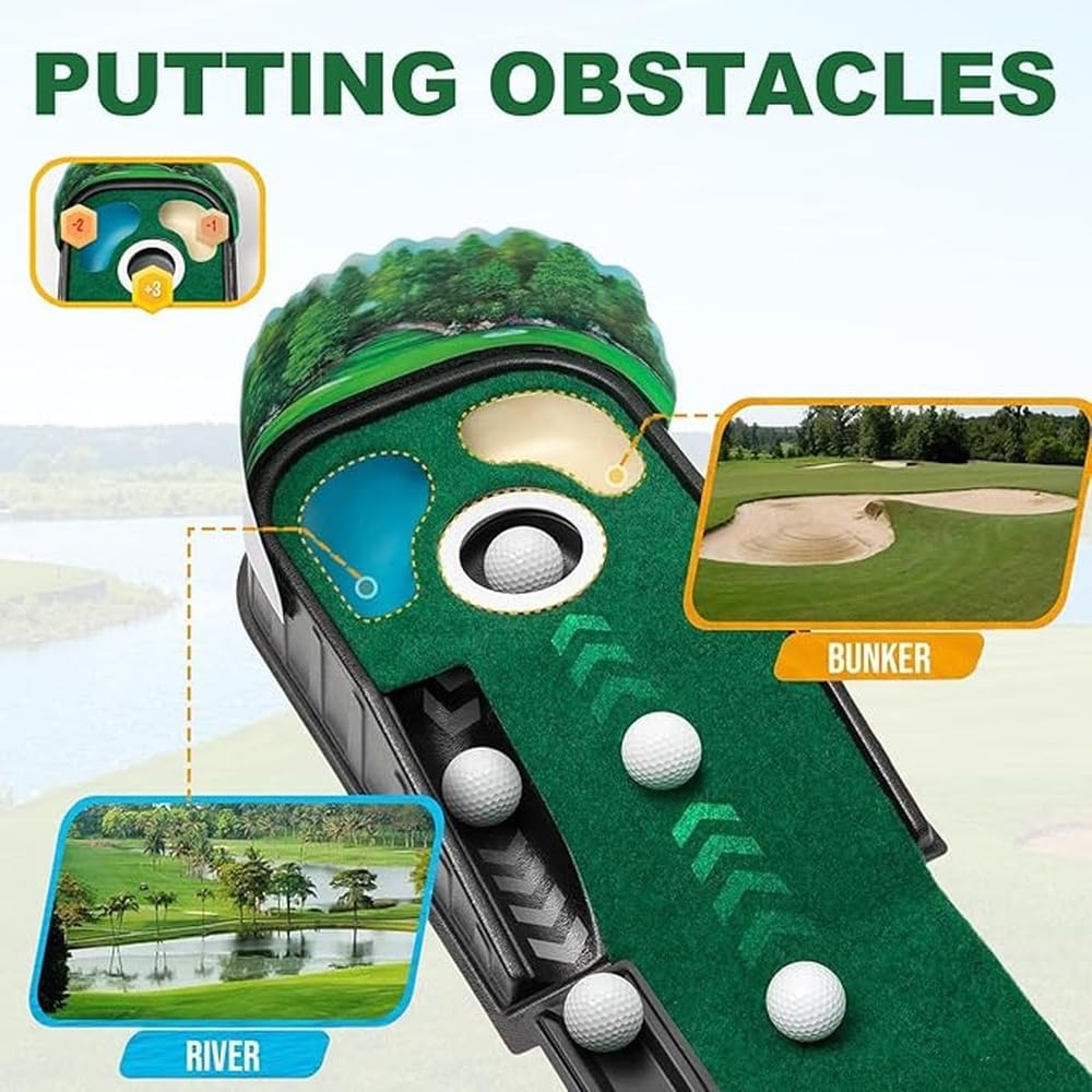 Putts unter Verwendung Einer Indoor Putting Matte mit Ballrücklauf