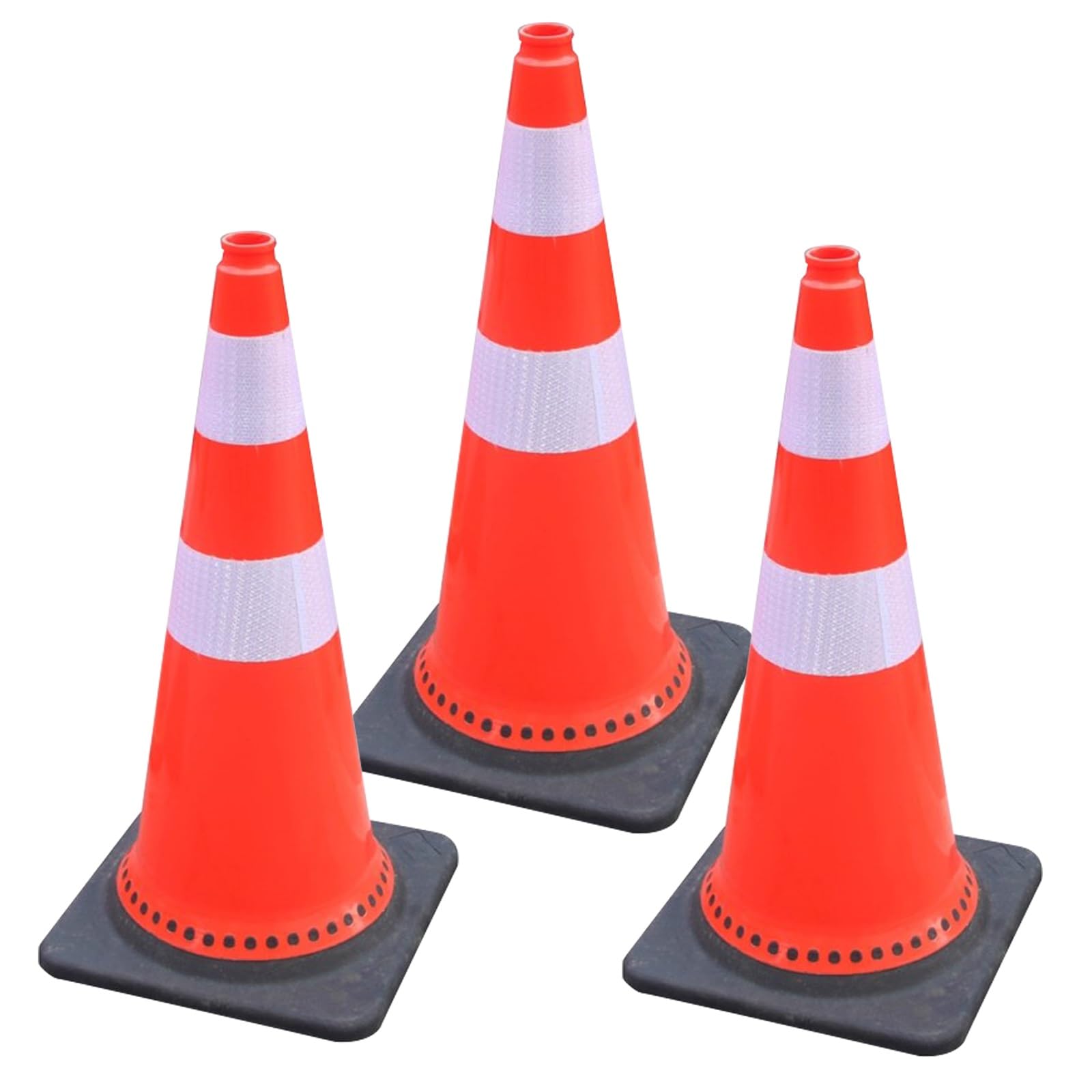 Cone de Chantier, Cône Signalisation Réfléchissant, Structure Stable, avec Bandes Réfléchissantes, pour le Stationnement et la Gestion Des Flux de Circulation (lot de 3)