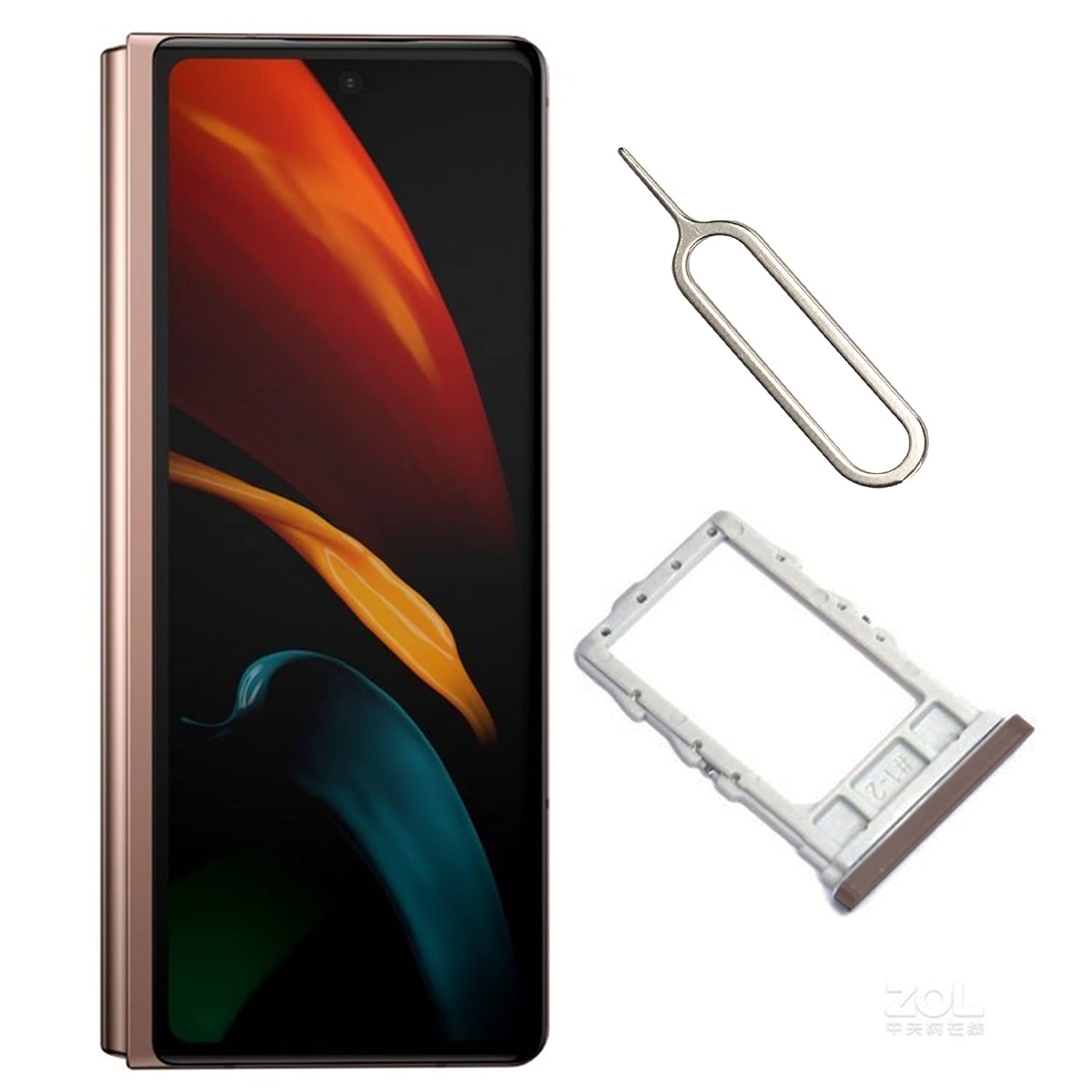 BaolxCompatible with Samsung Galaxy Z Fold 2 5G SM F9160 SIM Card Tray SD Card Holder Slot Replacement Parts Open Eject Pin Gold