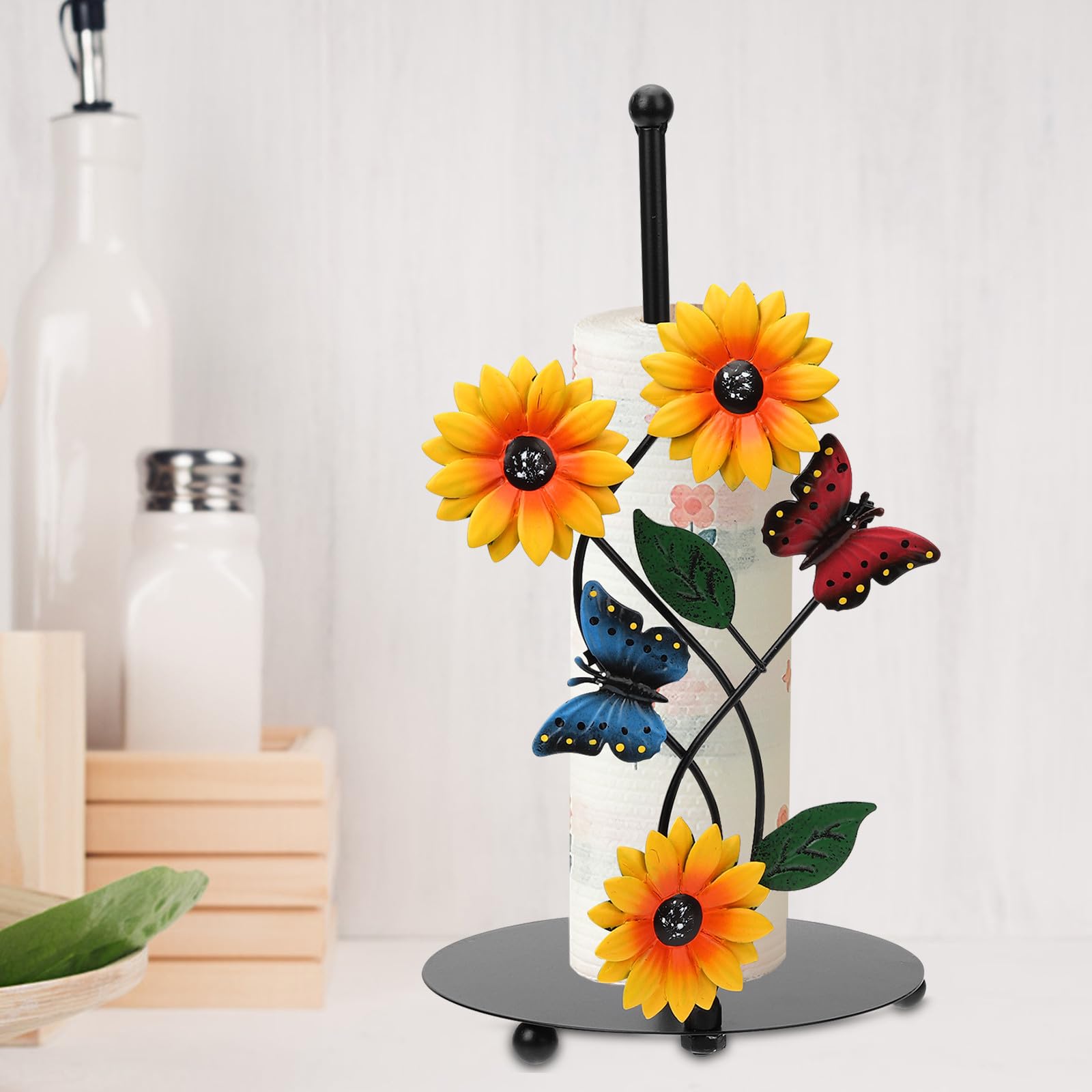 Asciugatutto Funzionale a Forma Carta in Metallo Girasole Porta Supporto Robusto Stabile Decorativo per Arredamento Casa Soggiorno Cucina